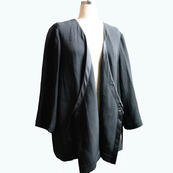 Eileen Fisher XL Black Wrap Tie Kimono Blouse - Picture 5 of 5